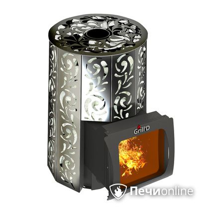 Дровяная печь-каменка GrillD Violet window short Max Жадеит 80 в Якутске