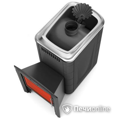 Дровяная банная печь TMF Ангара 2012 Carbon Витра с закрытой каменкой антрацит в Якутске