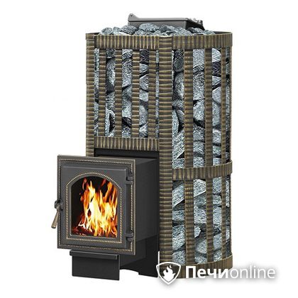 Дровяная банная печь Везувий Ураган Ковка 22 (270) с закрытой каменкой чугун в Якутске
