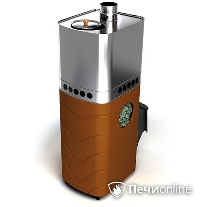 Дровяная банная печь TMF Бирюса 2013 Carbon терракота с закрытой каменкой в Якутске